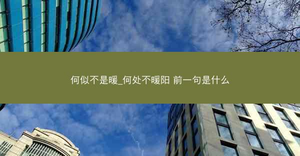 何似不是暖_何处不暖阳 前一句是什么