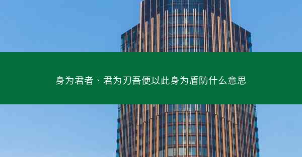 身为君者、君为刃吾便以此身为盾防什么意思