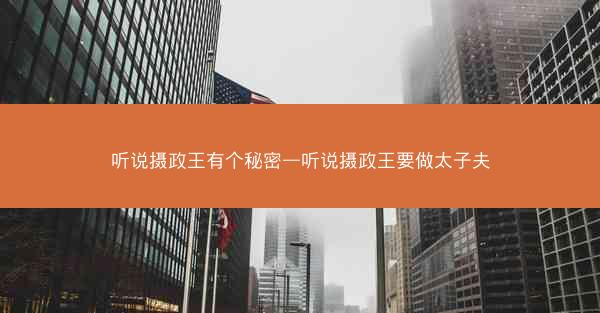 听说摄政王有个秘密—听说摄政王要做太子夫